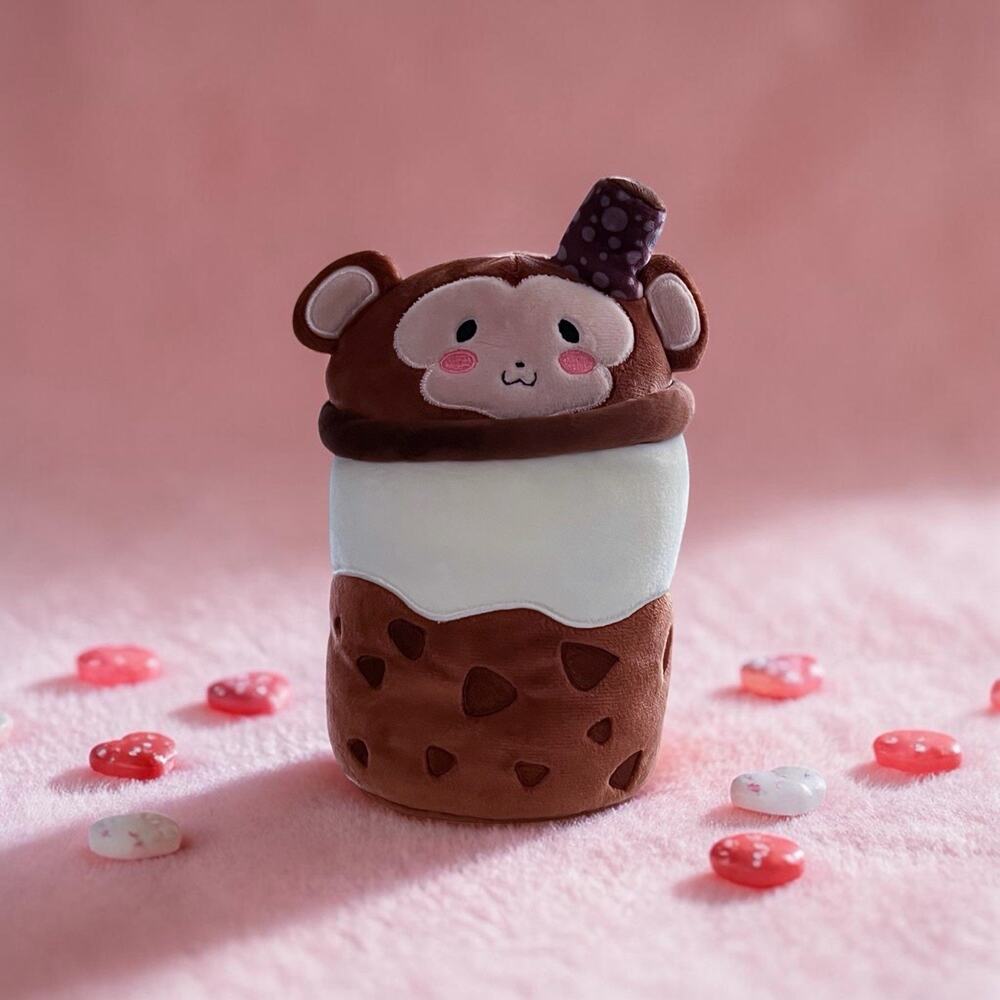 Puchi Gumi Plush Boba Milk Tea Choco Chip Chimp Brown Monkey Kawaii Cuddle